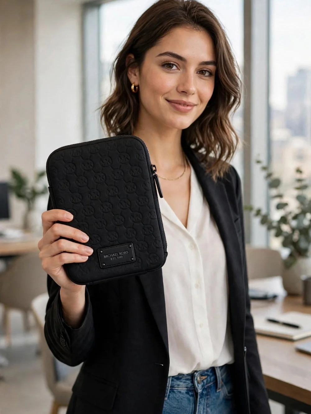 Michael Kors Black Quilted Mini Tablet Sleeve - Protective Carry Case